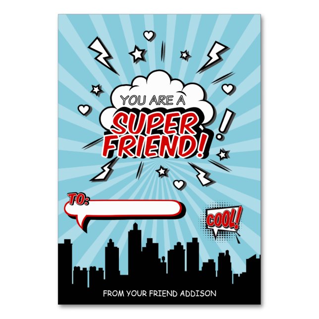Superhero Friend Comic Classroom Valentine Card (Front)