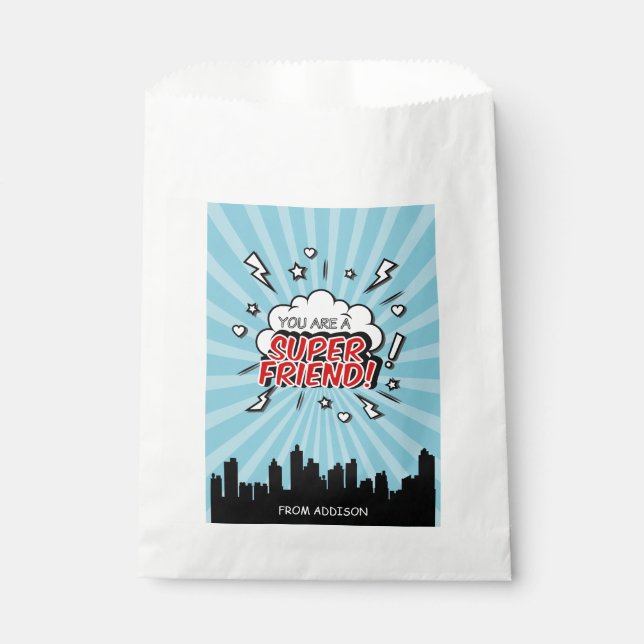 Superhero Friend Comic Valentine Favour Bag (Front)