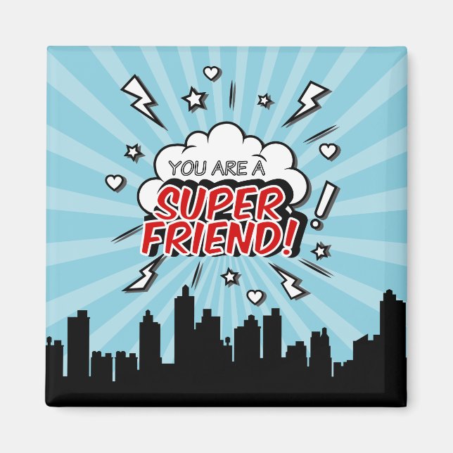 Superhero Friend Comic Valentine Magnet (Front)