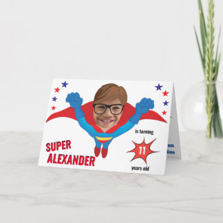 Superhero Fun Birthday Flying Boy Tremendous Gift Card