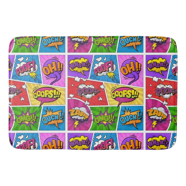Superhero Gamer Comic book design bath mat (Front)