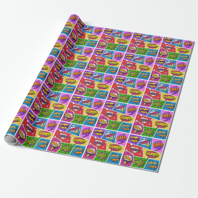 Superhero Gamer Comic book design wrapping paper (Unrolled)
