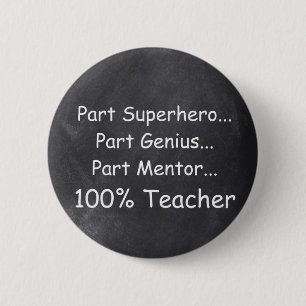 Superhero Genius Mentor Teacher Chalkboard Design 6 Cm Round Badge