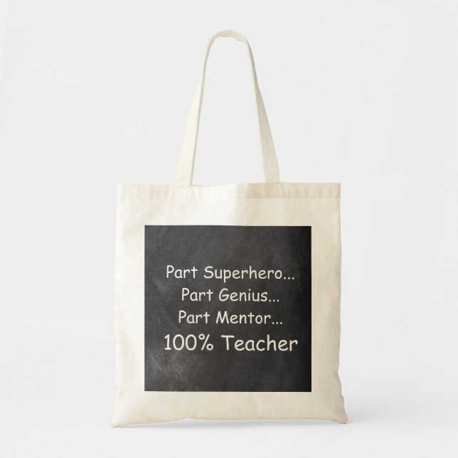 Superhero Genius Mentor Teacher Chalkboard Gift Tote Bag (Front)