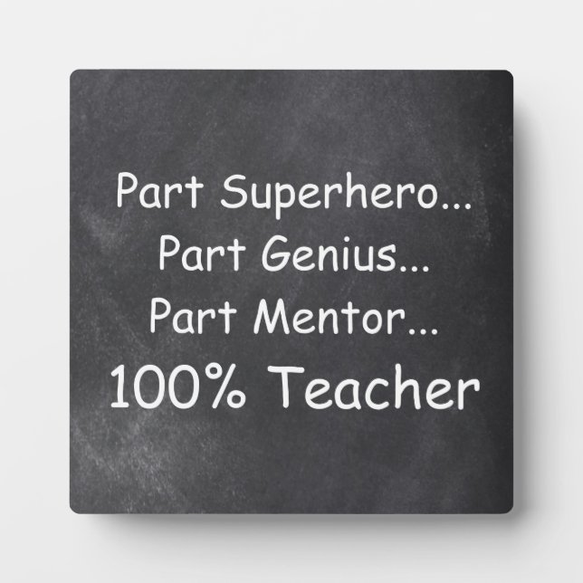 Superhero Genius Mentor Teacher Gift Idea Plaque (Front)