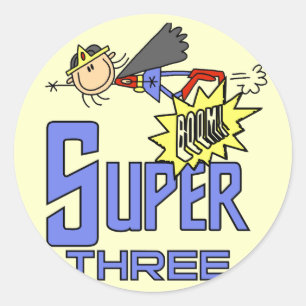 Superhero Girl 3rd Birthday Tshirts and Gifts Classic Round Sticker