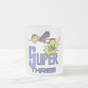 Superhero Girl 3rd Birthday Tshirts and Gifts Frosted Glass Coffee Mug