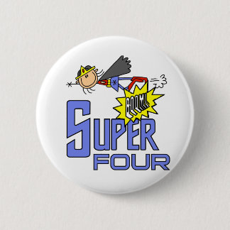 Superhero Girl 4th Birthday Tshirts and Gifts 6 Cm Round Badge