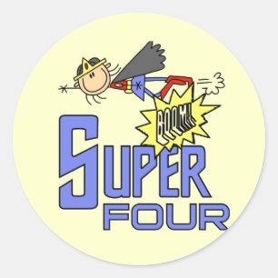 Superhero Girl 4th Birthday Tshirts and Gifts Classic Round Sticker