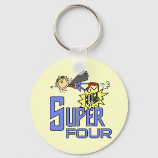 Superhero Girl 4th Birthday Tshirts and Gifts Key Ring