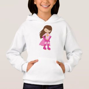 Superhero Girl, Brown Hair, Cute Girl, Pink Cape