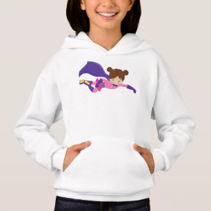 Superhero Girl, Brown Hair, Purple Cape, Cute Girl
