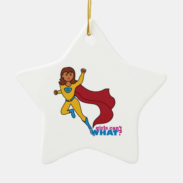 Superhero Girl Ceramic Tree Decoration (Front)