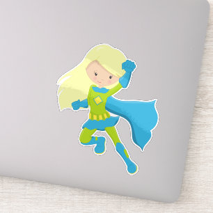 Superhero Girl, Cute Girl, Blonde Hair, Blue Cape