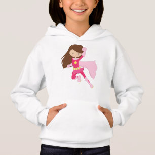 Superhero Girl, Cute Girl, Brown Hair, Pink Cape