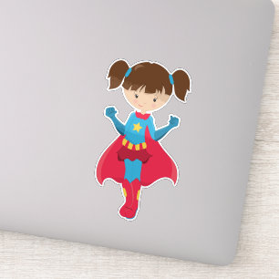 Superhero Girl, Cute Girl, Brown Hair, Red Cape