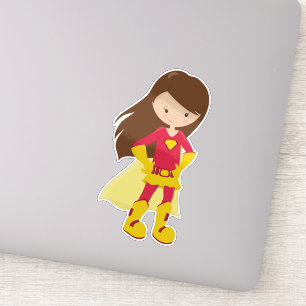 Superhero Girl, Cute Girl, Brown Hair, Red Costume