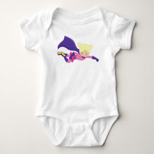 Superhero Girl, Hero, Blonde Hair, Purple Cape Baby Bodysuit