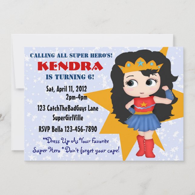 Superhero Girl Invitation (Front)