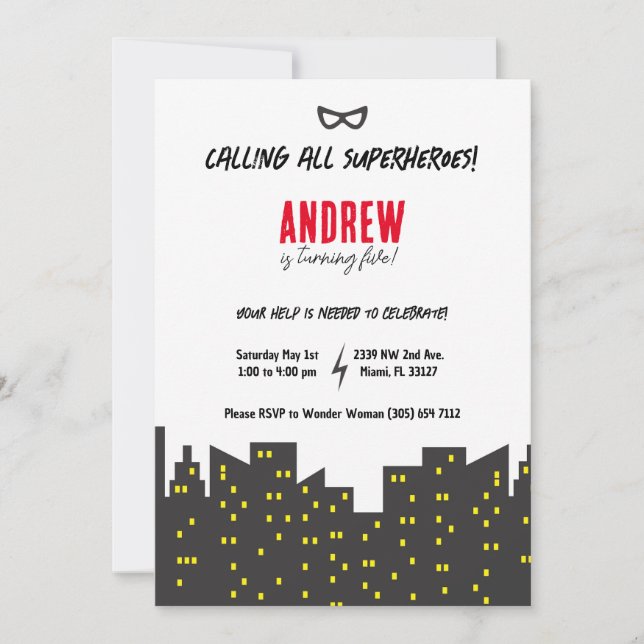 Superhero Invitation (Front)