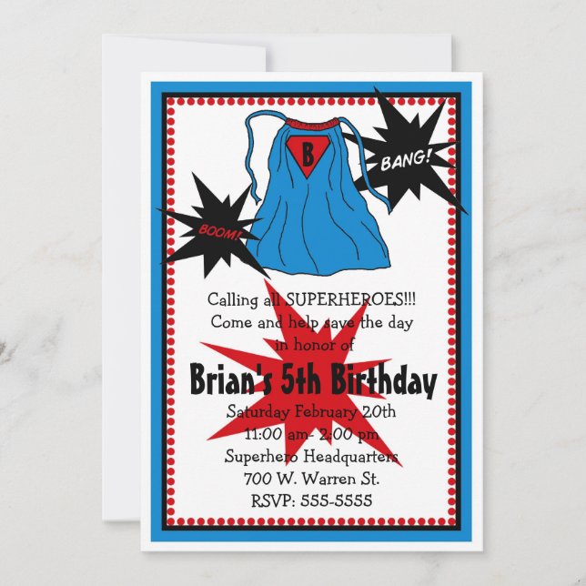 Superhero Invitations (Front)