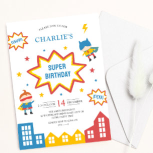 Superhero Kids Birthday Party Invitation