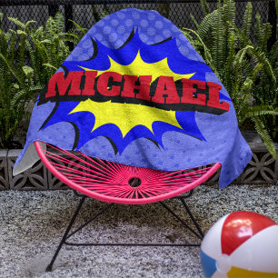 Superhero Kids Comic Book Personalised Name Bath Towel Set