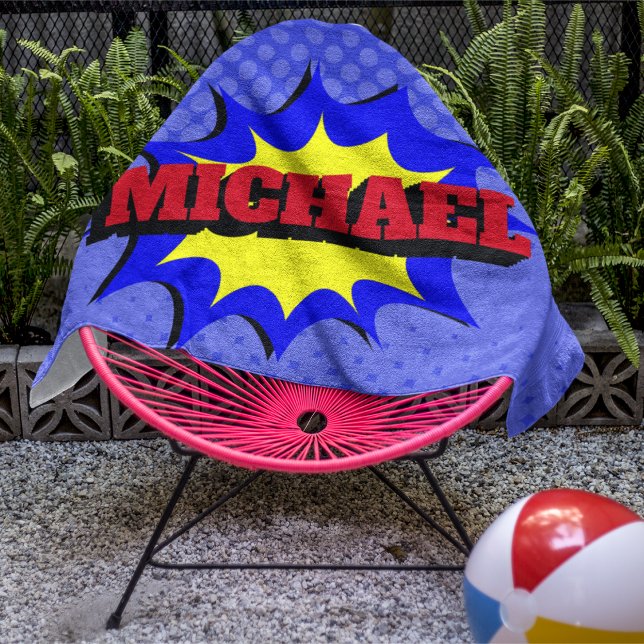 Superhero Kids Comic Book Personalised Name Bath Towel Set (Creator Uploaded)