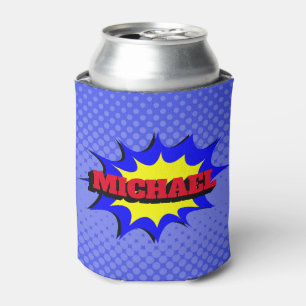 Superhero Kids Comic Book Personalised Name Can Cooler