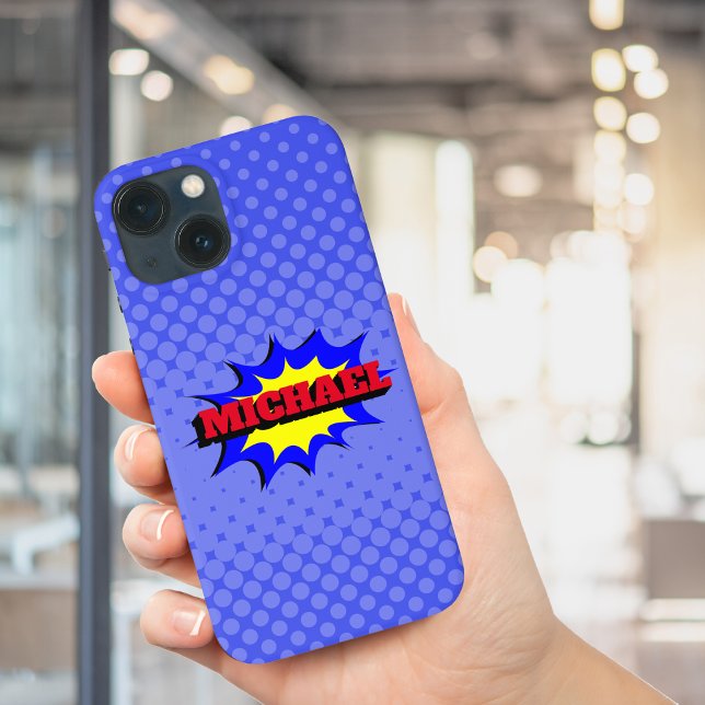 Superhero Kids Comic Book Personalised Name Case-Mate iPhone Case (Creator Uploaded)