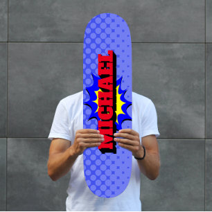 Superhero Kids Comic Book Personalised Name Skateboard