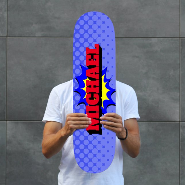 Superhero Kids Comic Book Personalised Name Skateboard (Creator Uploaded)