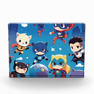 Superhero kids flying high photo block