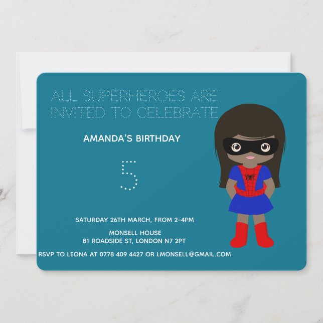 Superhero Kids Girls Birthday Party Invitation (Front)