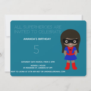 Superhero Kids Girls Birthday Party Invitation