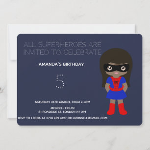 Superhero Kids Girls Birthday Party Invitation
