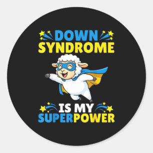 Superhero Lamb Down Syndrome Is My Superwer Awaren Classic Round Sticker