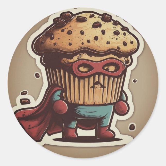 superhero muffin, classic round sticker (Front)