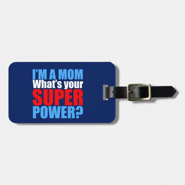 Superhero Mum Luggage Tag (Front Horizontal)