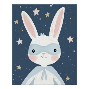 Superhero Nursery Print, Bunny Wall Art Kids Room