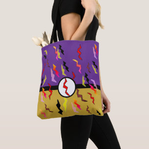 Superhero of All Things Gold Purple Lighting Bolts Tote Bag