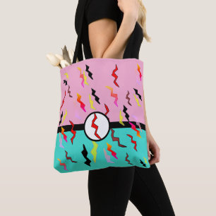 Superhero of All Things Pink Blue Lighting Bolts Tote Bag