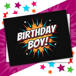 Superhero Party Comic Book Hero Birthday Boy Postcard