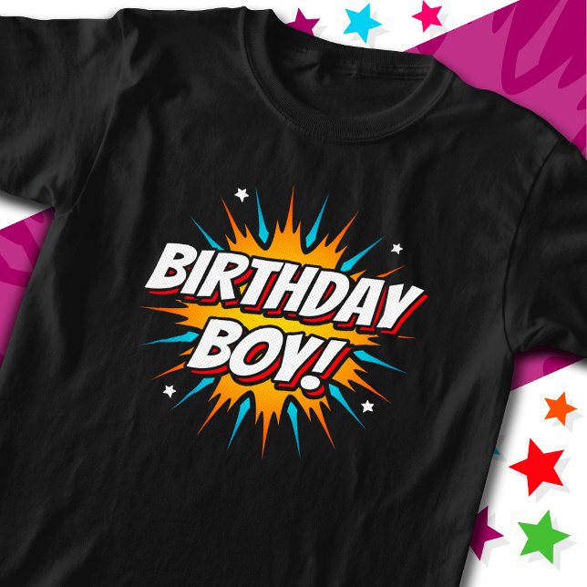 Superhero Party Comic Book Hero Birthday Boy T-Shirt (Creator Uploaded)