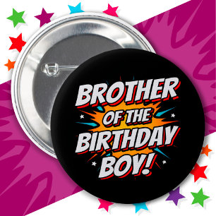 Superhero Party Comics Brother of Birthday Boy 6 Cm Round Badge
