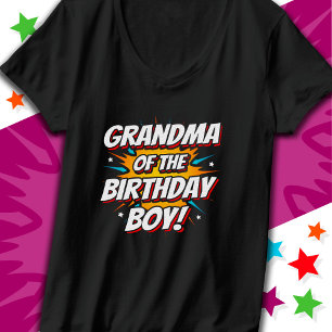 Superhero Party Comics Grandma of Birthday Boy T-Shirt