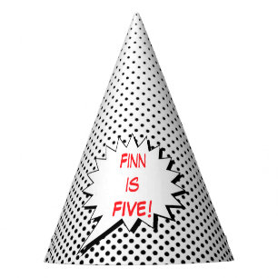 Superhero Party Hat - Black White Dot Editable