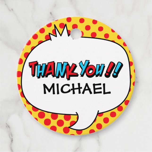 Superhero Party Thank You Favour Tag (Front)