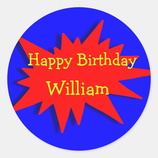 Superhero Party Theme Red Blue Classic Round Sticker (Front)