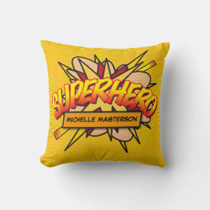 SUPERHERO Personalised Funny Modern Comic Book Cushion